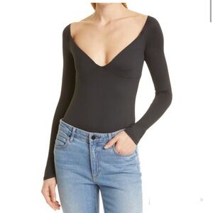 ALIX NYC Jules Boat Neck Long Sleeve Bodysuit Black Large